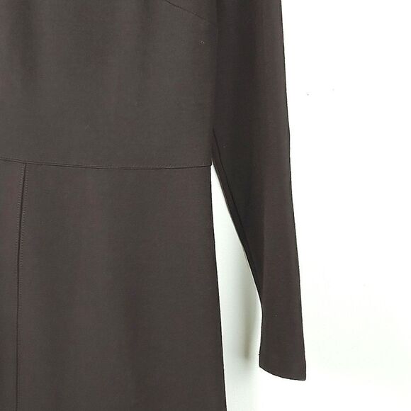 J. Crew Brown V-neck Ponte Knit Long Sleeve Dress Size 8 - Picture 4 of 11